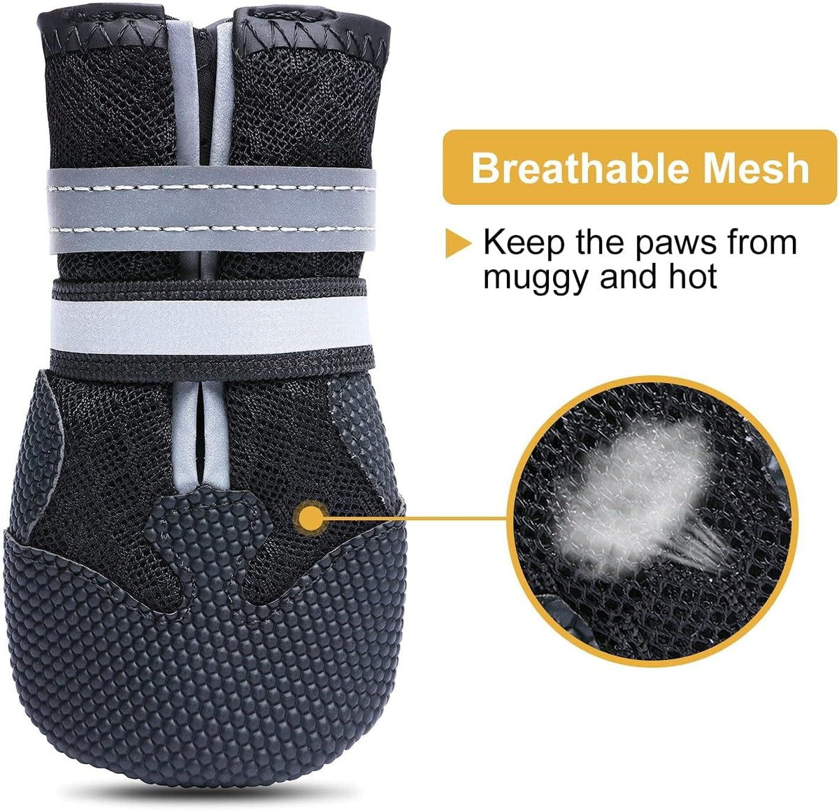 Dimicoo Breathable Dog Boots for Medium Large Dogs,Non-Slip Dog Shoes for All Weather and Hot Pavement,Soft Paw Protecto