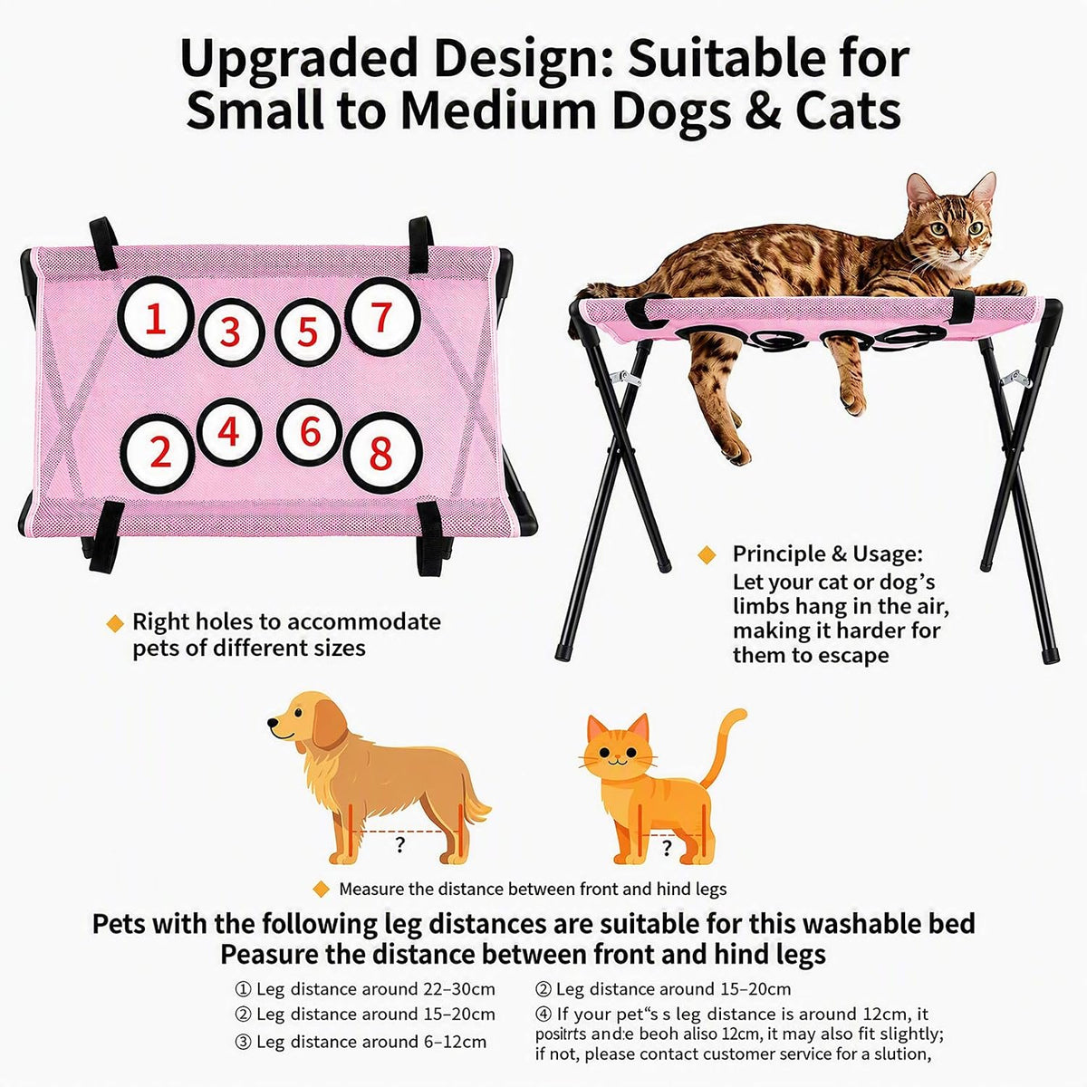 Dog Grooming Hammock for Small Dogs, Foldable Cat Nail Trimming Sling Stand