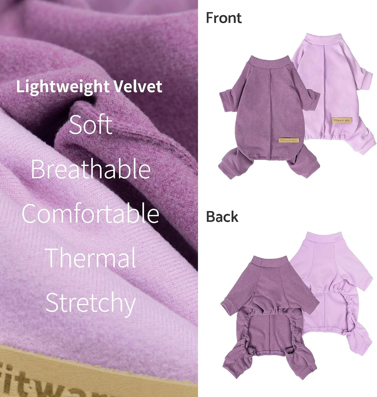 Fitwarm 2 Pack Lightweight Fleece Dog Pajamas, Warm Winter Dog Clothes for Small Dogs Boy Girl, Cozy Pet Onesie with Fee