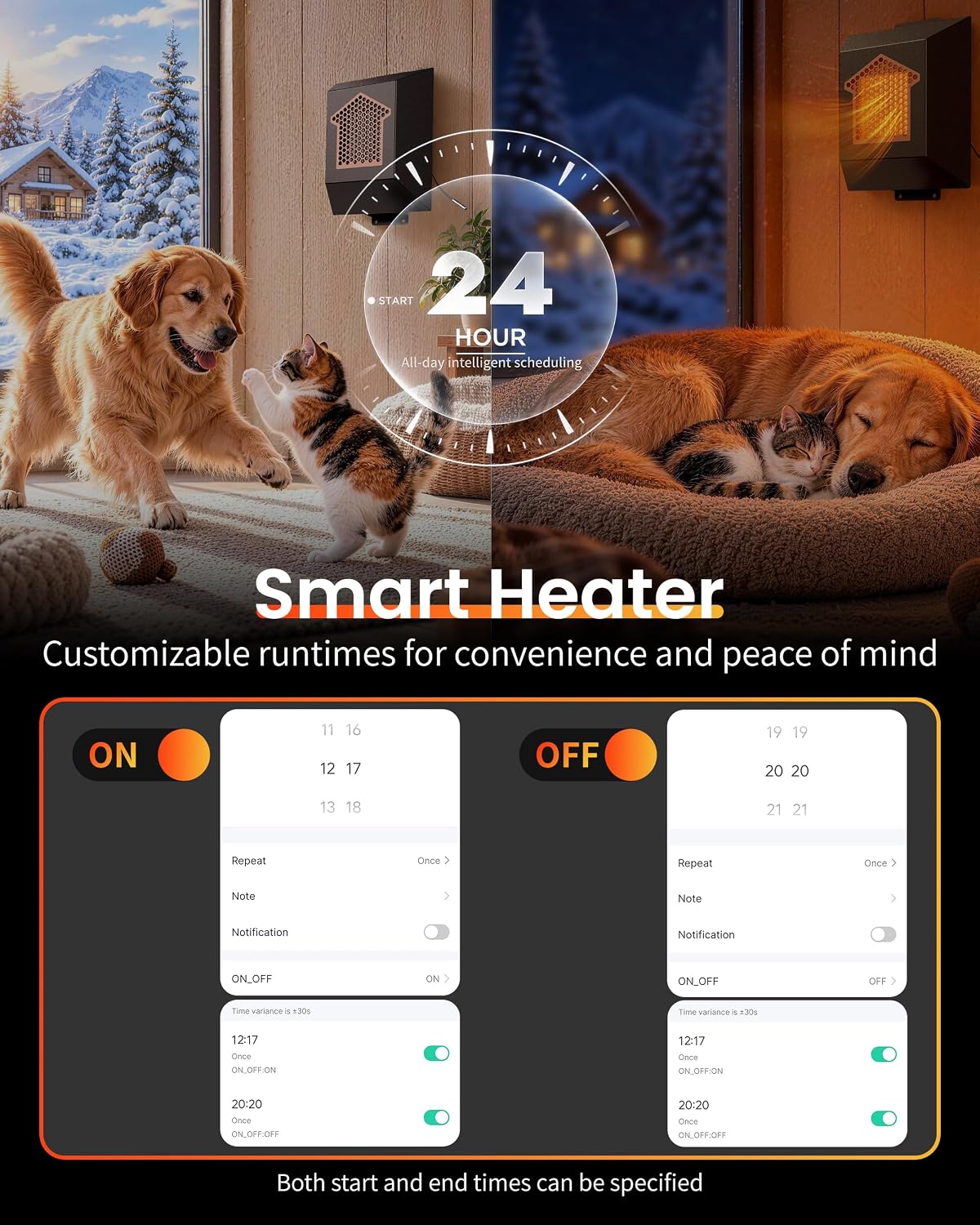 600W Dog House Heater – WiFi Smart Thermostat 40℉ to 115℉ Adjustable