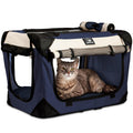 Cat & Dog Pet Carrier, Fits 2 Cats or Medium Dog Comfortably, Large, Navy