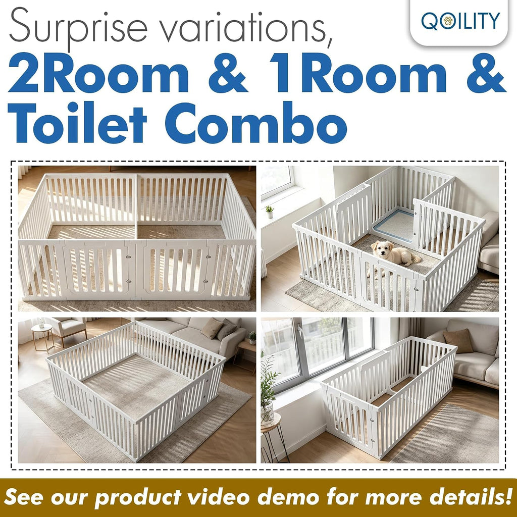 25.6" H Puppy Play Pen for Indoors, 18 Panels, White