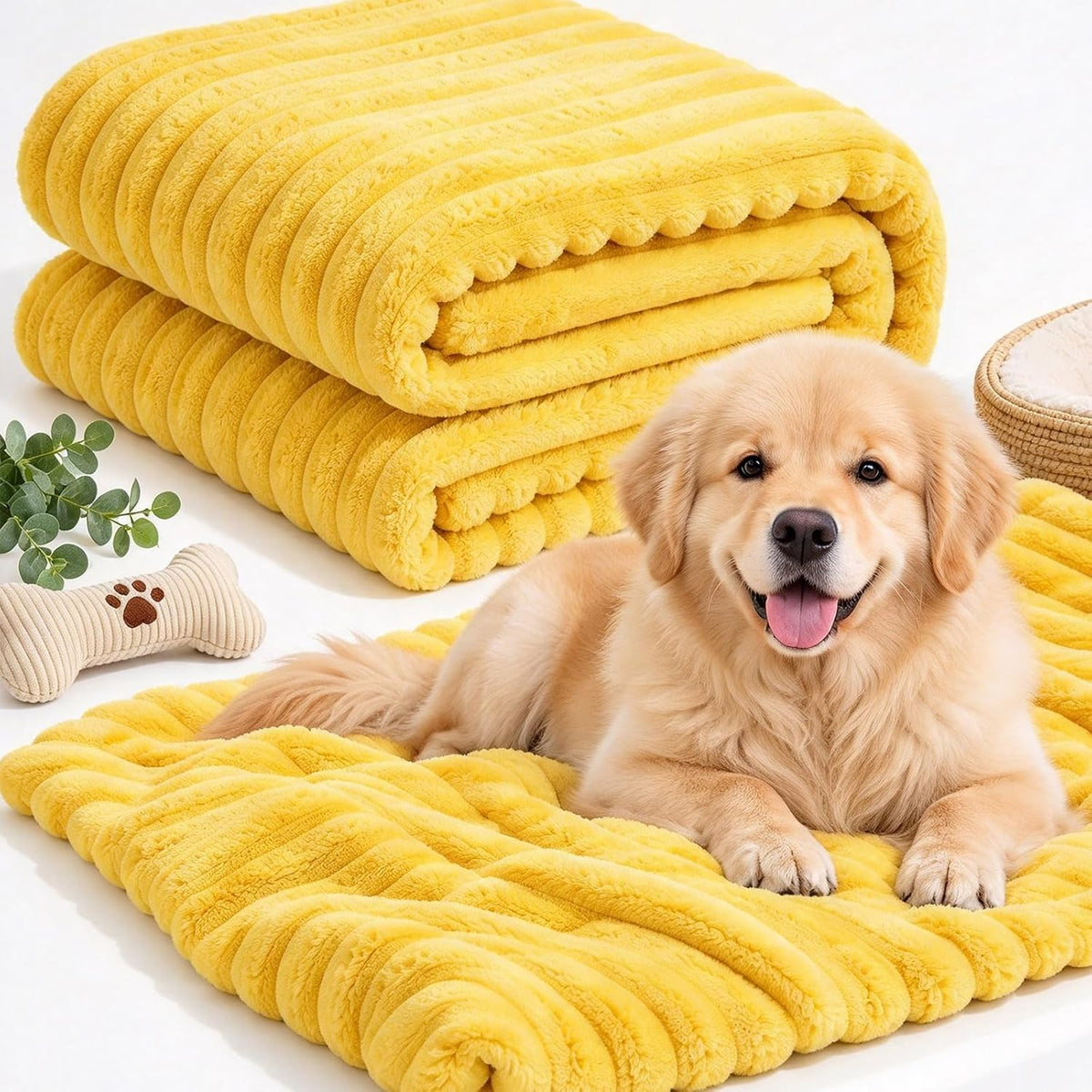 Emotional Support Blanket for Dogs, Yellow Dog Blanket for Dogs Calming Security Pet Blanket, Machine Washable for Sofa,