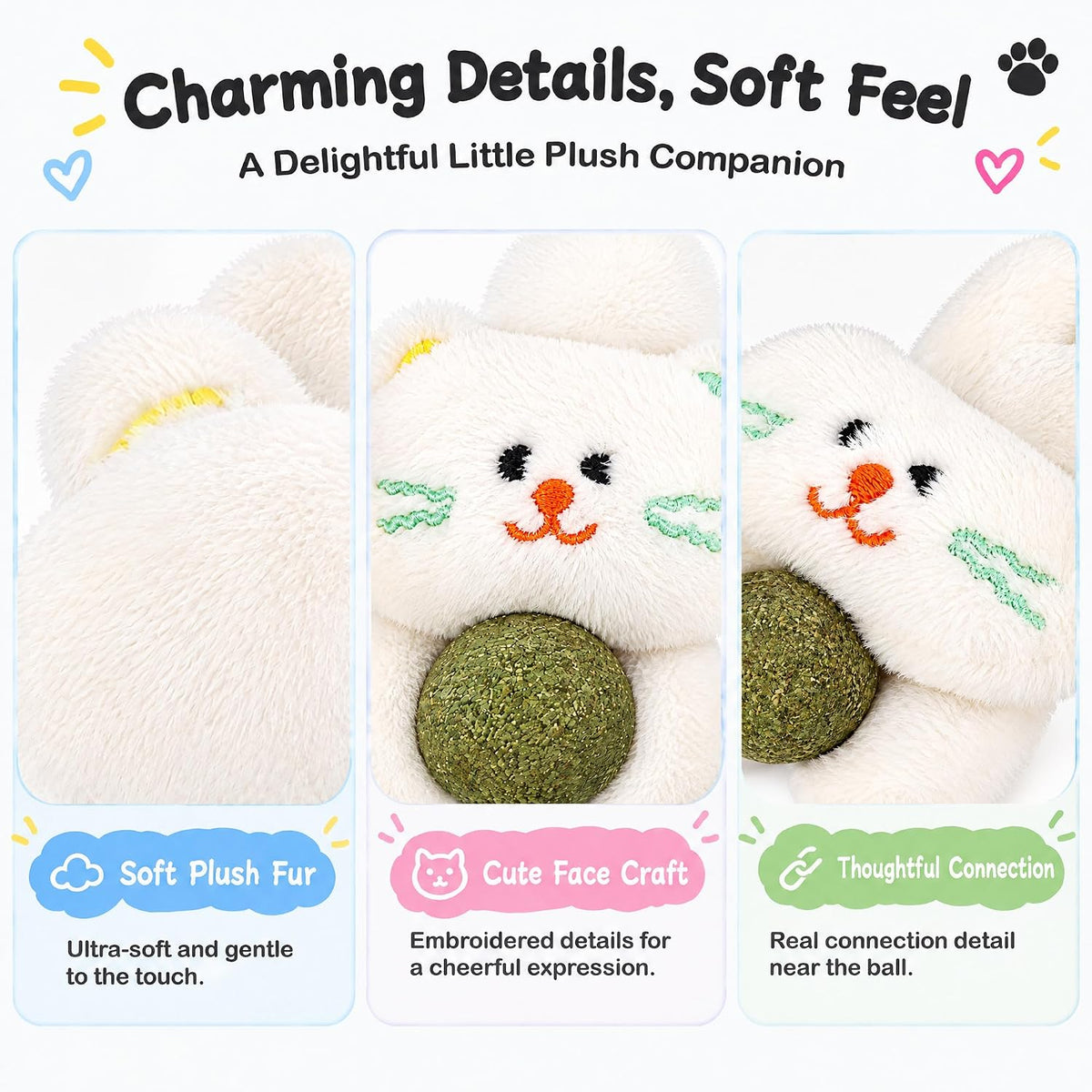 2PCS Catnip Plush Cat Toy, Cute Kitten, Cat Toys for Kittens & Indoor Cats