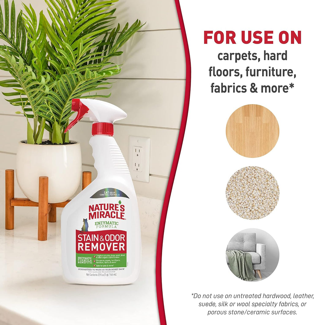 Nature's Miracle Cat Stain and Odor Remover With New Odor Control Formula 32 Ounce Spray