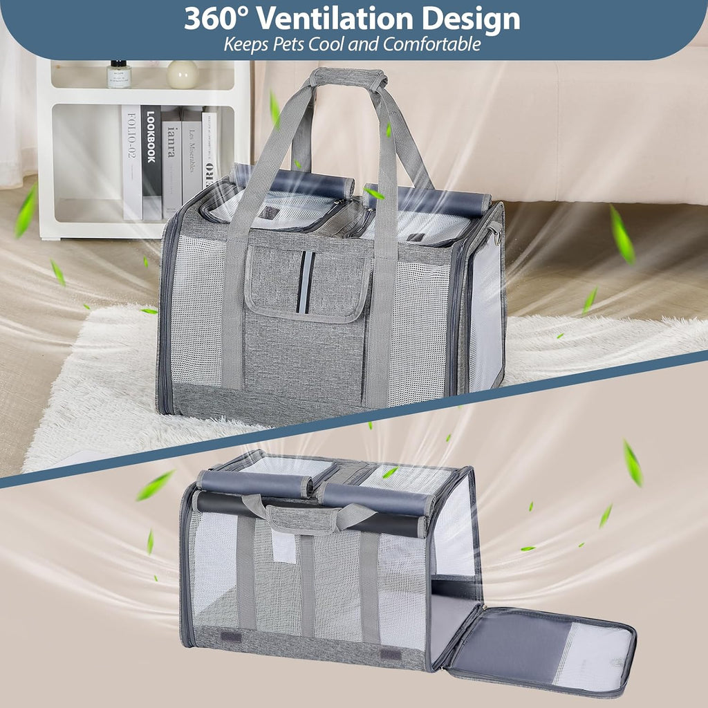 Cat Carrier for 2 Cats, Large Soft-Sided Pet Travel Carrier