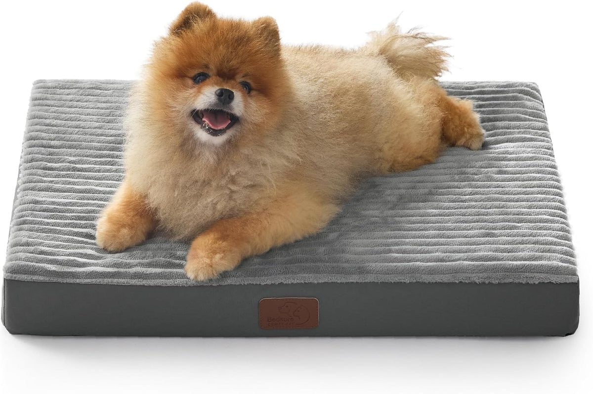 Bedsure ComfyFleece Large Dog Bed for Crate with Washable Cover, 35x22