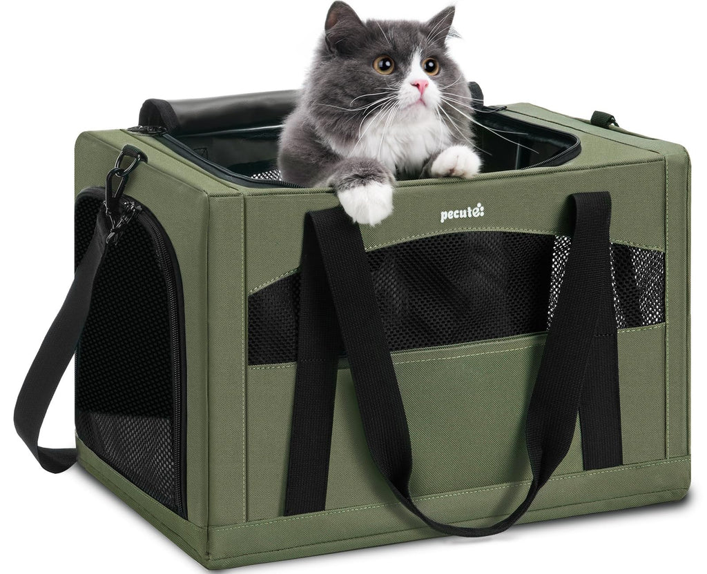 Pecute Cat Carrier Stable, Pet Carrier with Privacy Partition,Green