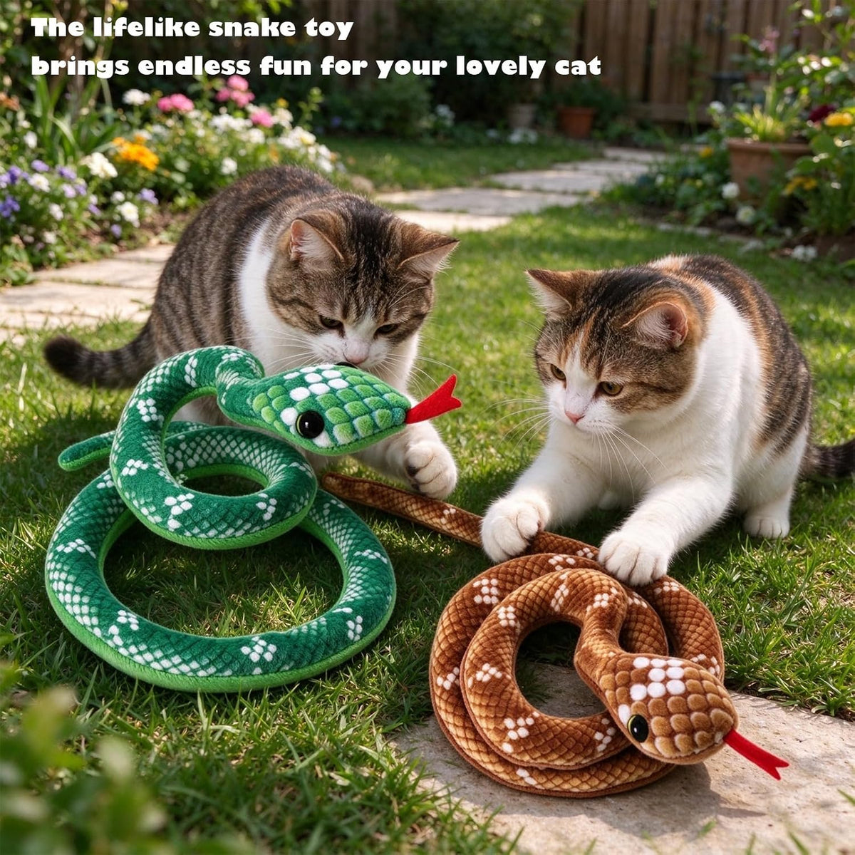 3 Pieces Cat Toys Realistic Snake Catnip Crinkly Sound Toy