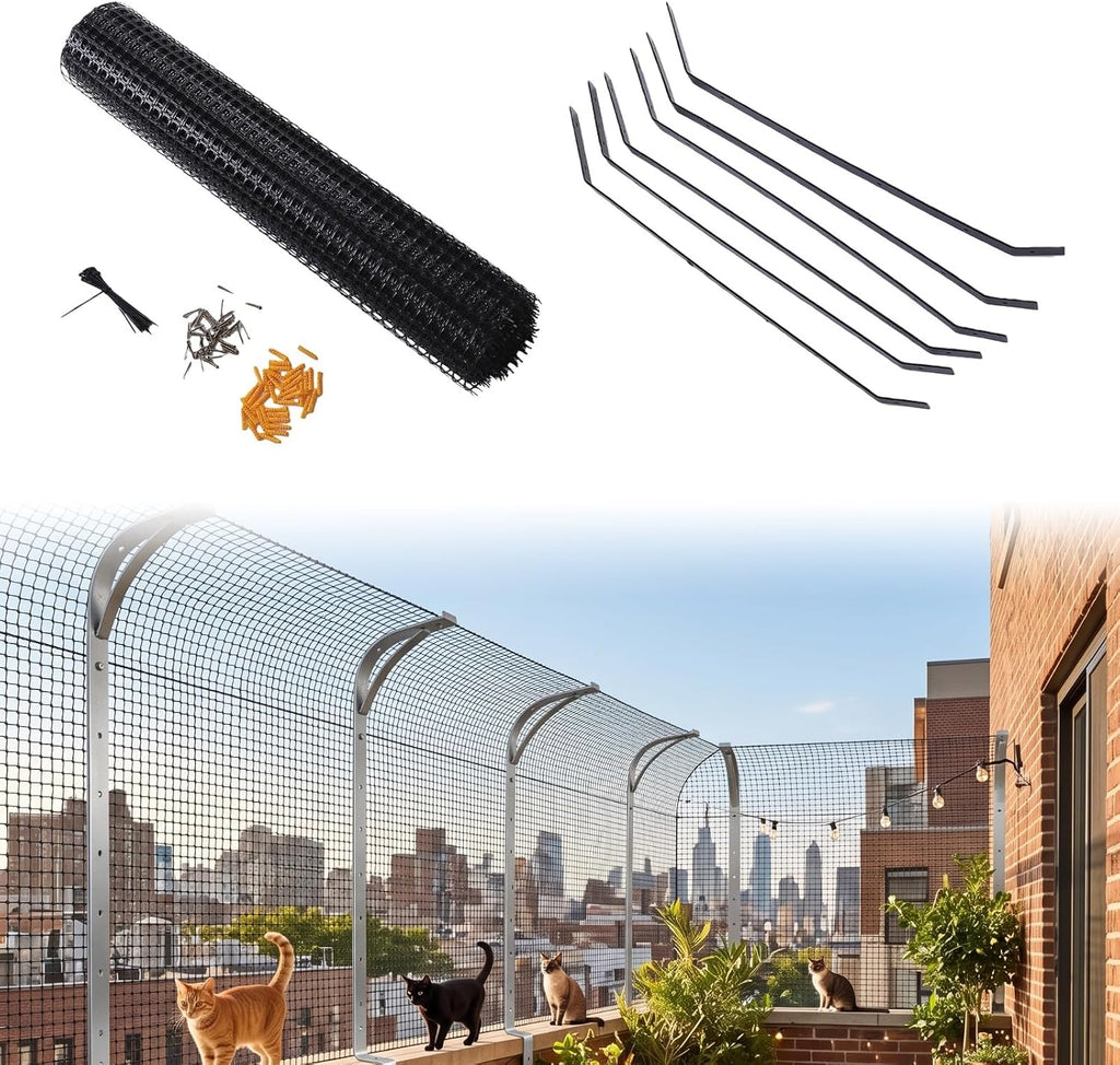 Cat Fence Outdoor Barrier 10m/33FT Anti-Climbing Curved Fence Topper