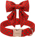 Christmas Dog Collar Bow Medium Girl Boy Dog-Red Polka M