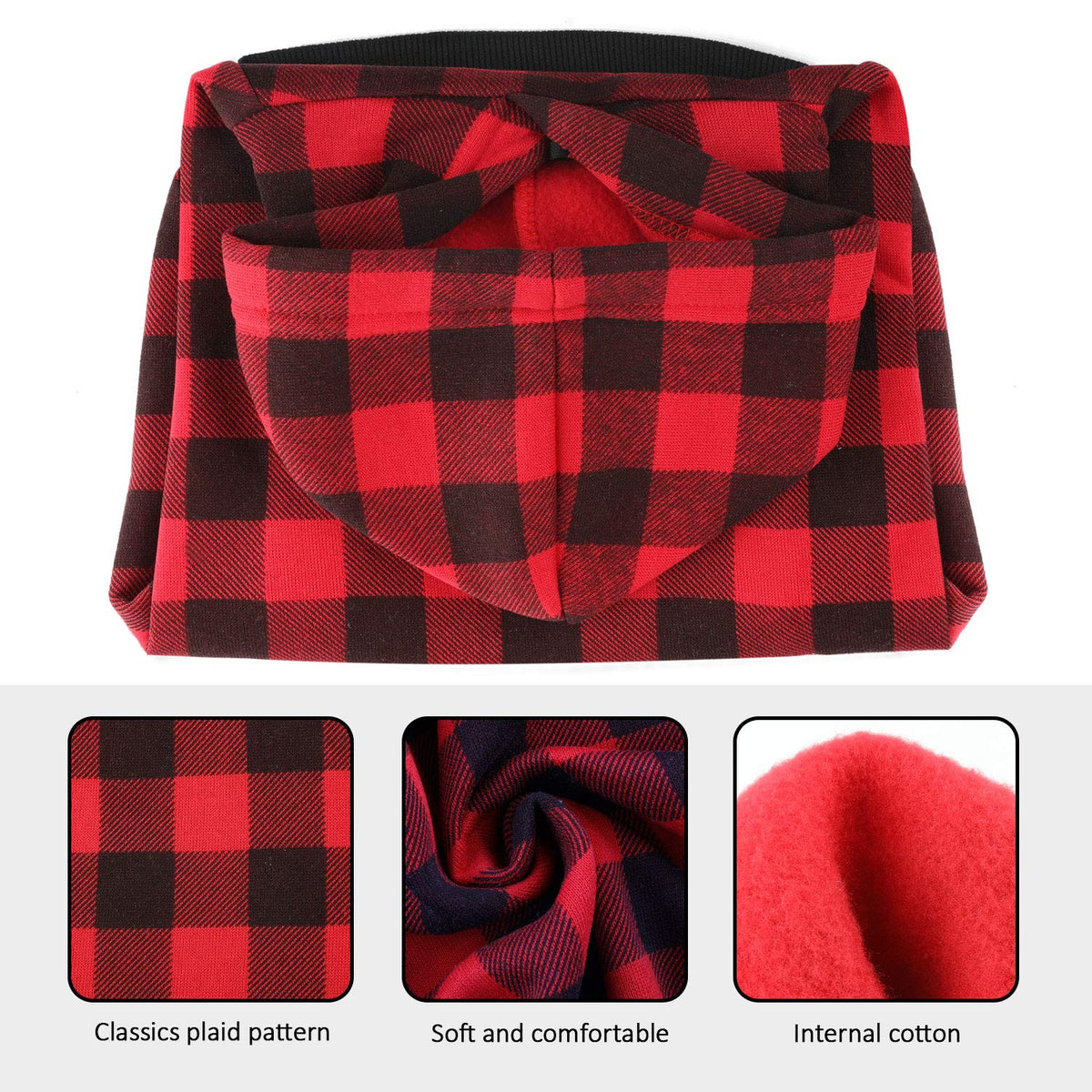 Plaid Dog Hoodie Sweatshirt Sweater for Extra Large Dogs Cat Puppy Clothes Coat Warm and Soft(XL)