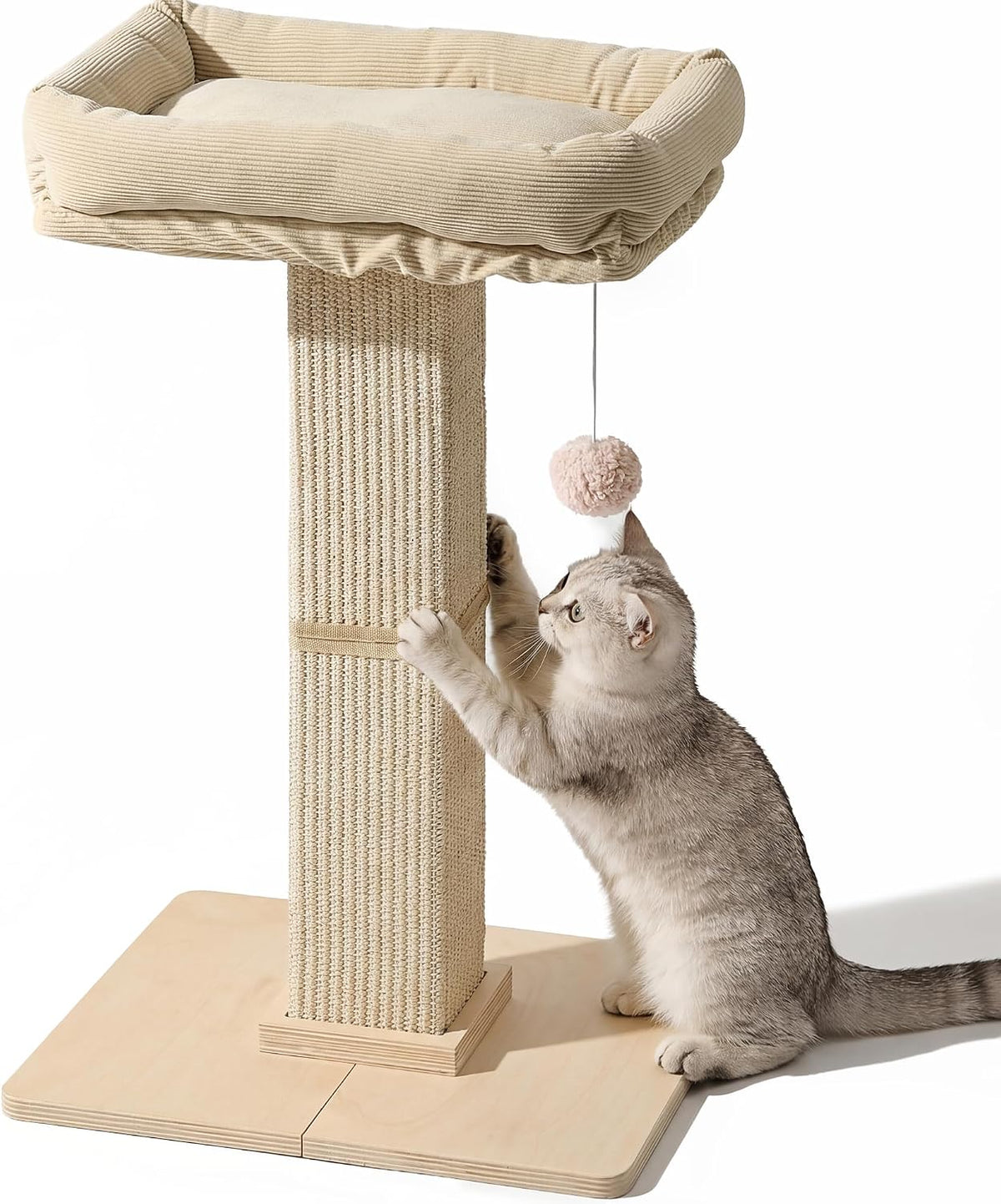 FUKUMARU Retro-Style Cat Scratching Post with Perch for Indoor Adult Cats
