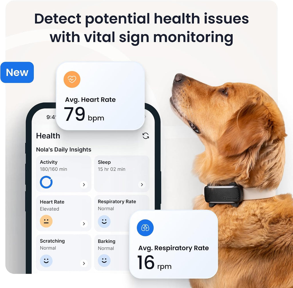 Tractive XL Smart Dog GPS Tracker | Live Pet Tracker with Virtual Fence | Vital Signs Monitoring of Heart & Respiratory 