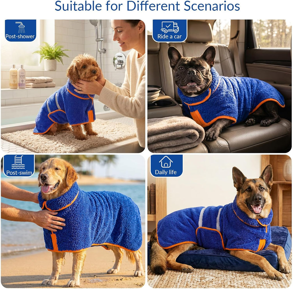 Dog Bathrobe, Super Absorbent for Small to Large Dogs, Dark Blue XL