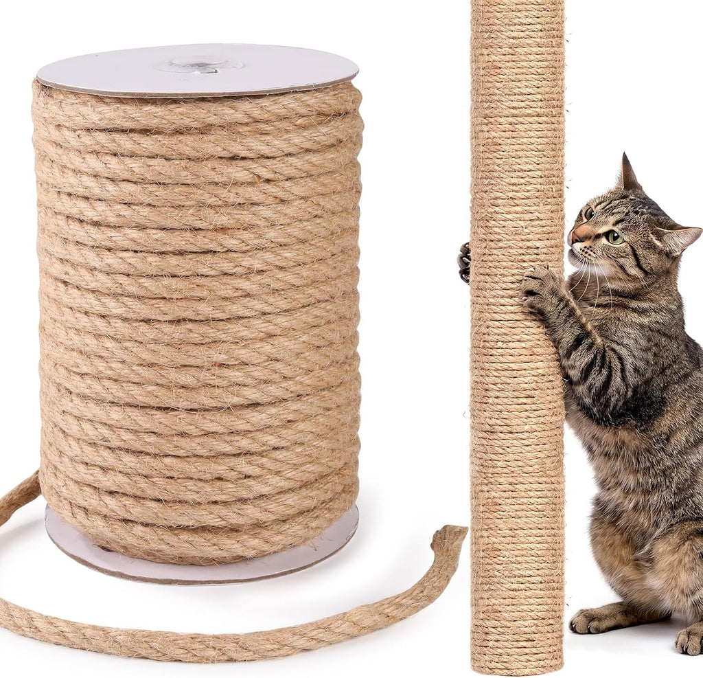 Natural Sisal Rope for Cat Scratcher Post, 5/16" x 60 Ft Twine for Cat Tree