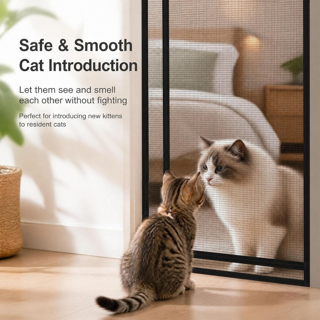 36x78 Upgraded Cat Screen Door, Reinforced Thickened Pet Screen Door Black