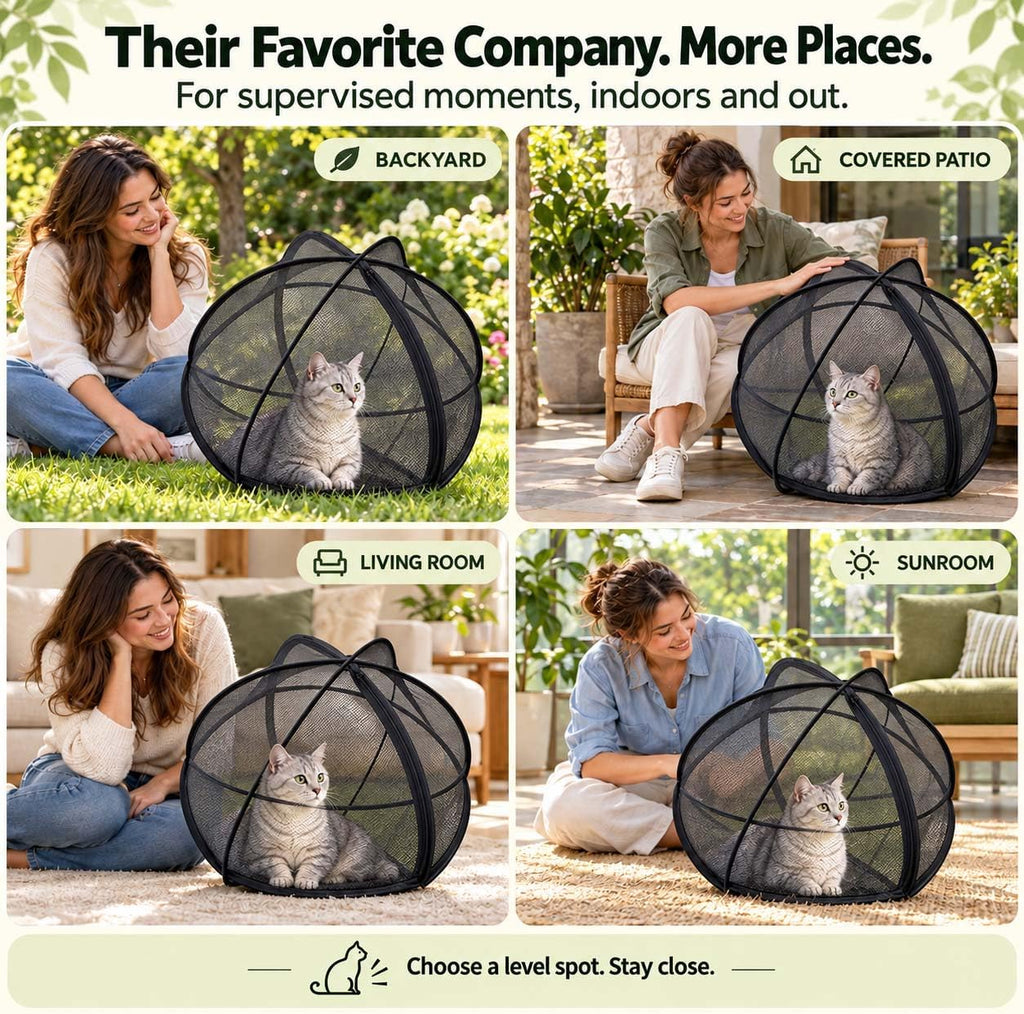 2027 New Cat Hamster Ball for Outside 27.6in Rolling Cat Playpen，Black