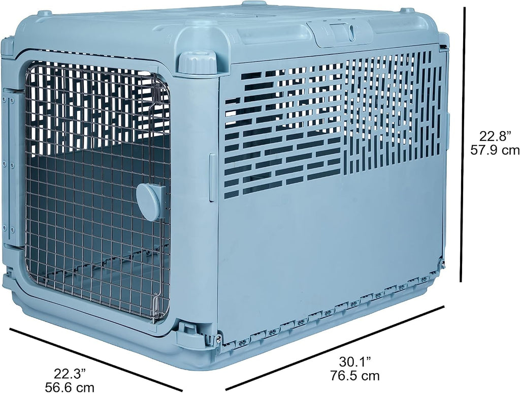 Sport PET Plastic Kennels Rolling Plastic Wire Door Travel Dog Crate, Collabsible Kennel, 22.1" L x 23.3" W x 30.6" H