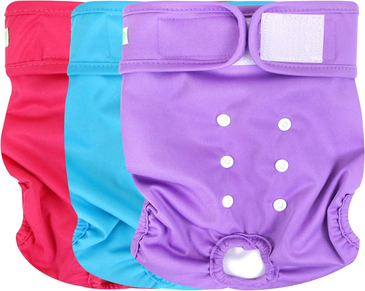 wegreeco Washable Reusable Premium Female Dog Diapers, Medium Dog Doggie Puppy & Doggy Diapers Female for Dog Waist 9.6"