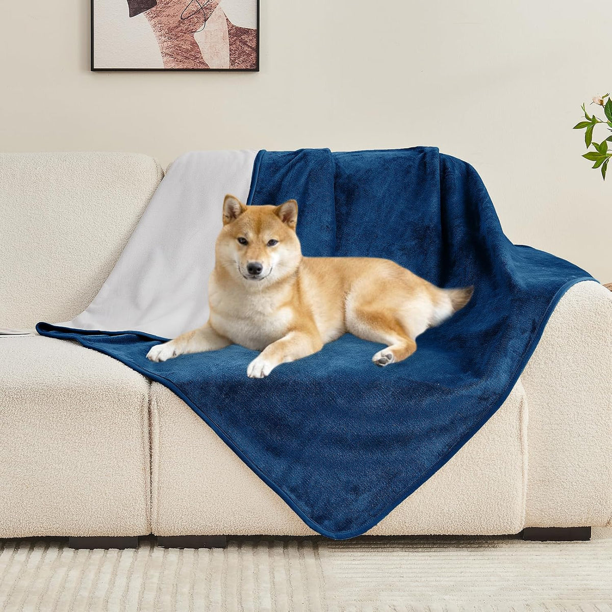 Waterproof Blanket Bed Cover 60"x80" for Adults or Pets, Navy Blue