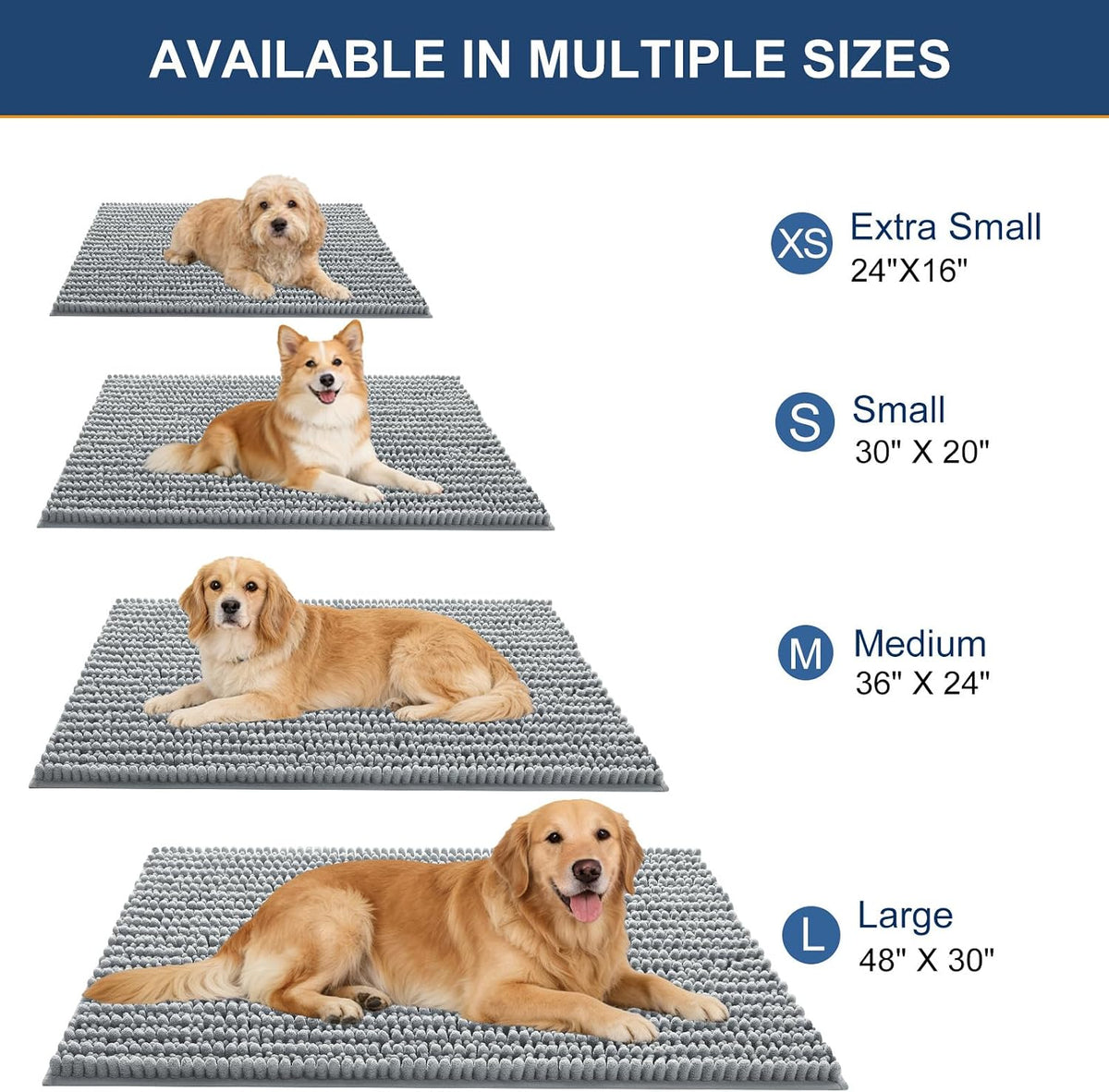 OLANLY Dog Door Mat for Muddy Paws 30x20, Ultra-Absorbent Chenille Mud Mat