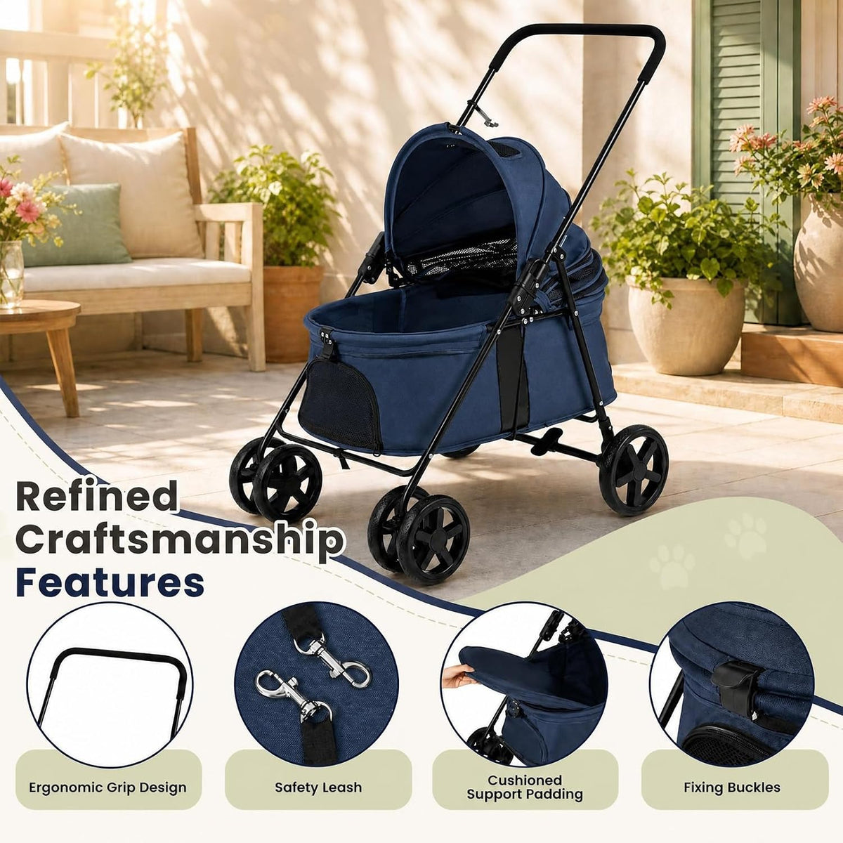 GIANTEX Pet Stroller for Small & Medium Dogs & Cats, Vet Visits & Travel