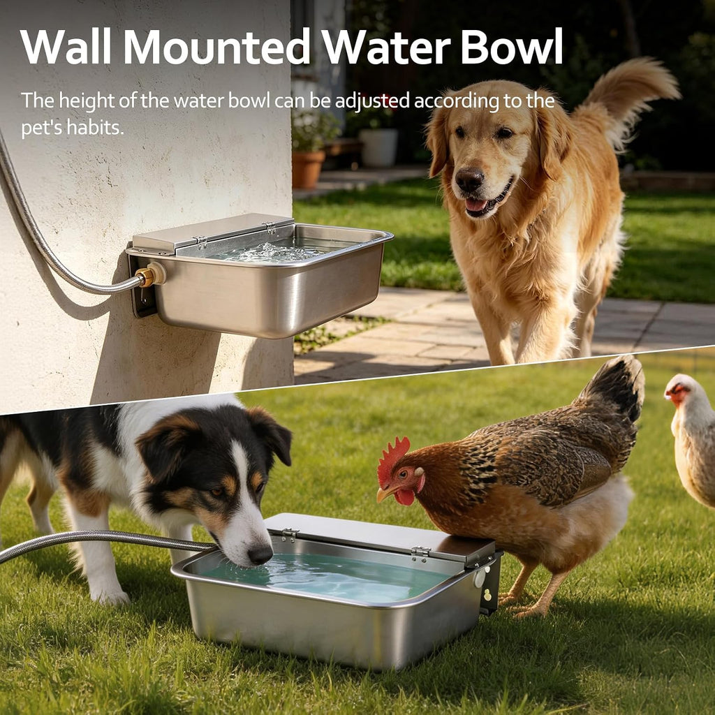 2.6 Gal Automatic Dog Water Bowl Dispenser Outdoor Wall Mounted Dog Waterer