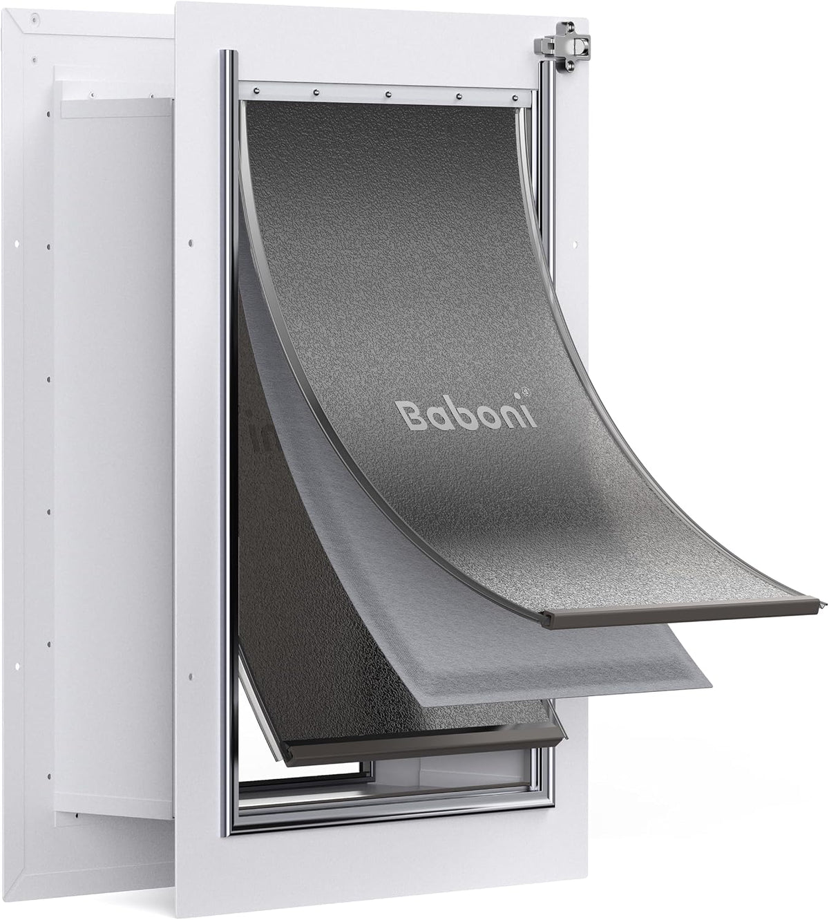 Baboni Pet Door for Wall,3-Flap,Steel Frame and Telescoping Tunnel, Aluminum Lock, Double Flap Dog Door and Cat Door, St