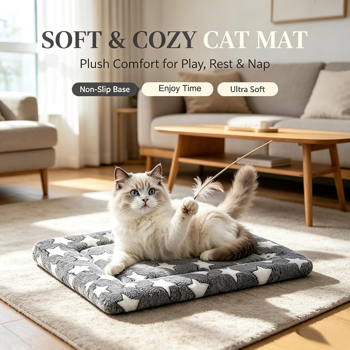 Dog Bed Mat for Crate, Soft Kennel Pad, Durable Comfort Mat for Cats