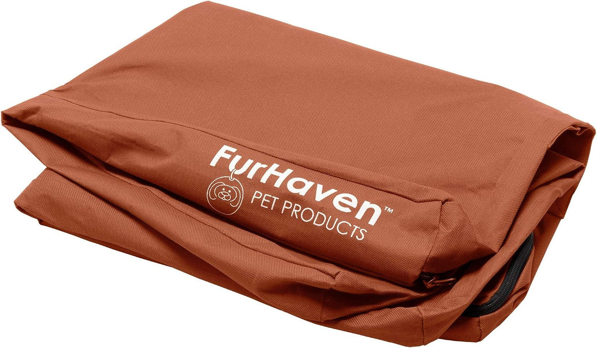 Furhaven Replacement Dog Bed Cover Water-Resistant Indoor/Outdoor Logo Print Oxford Polycanvas Mattress, Washable - Ston