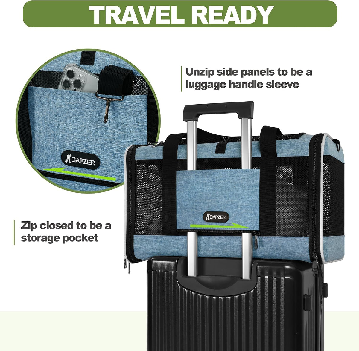 Cat Carrier 18 x 11 x 11 Top Loading Soft Pet Travel Bag Over 15lbs