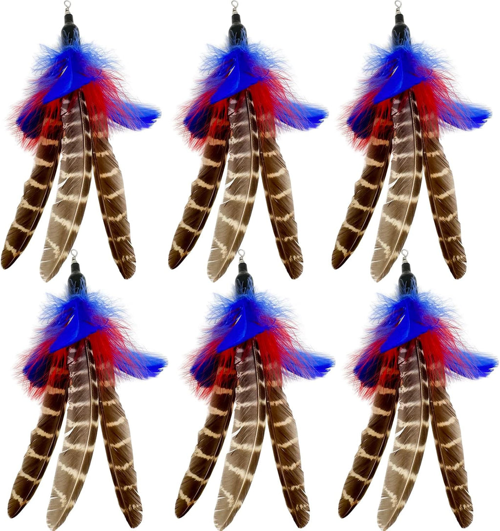Cat Feather Toys Refills, 6 Pieces Handmade Da Bird Feathers Refill, Cat Wand Replacement Feather for Indoor Cats (B)