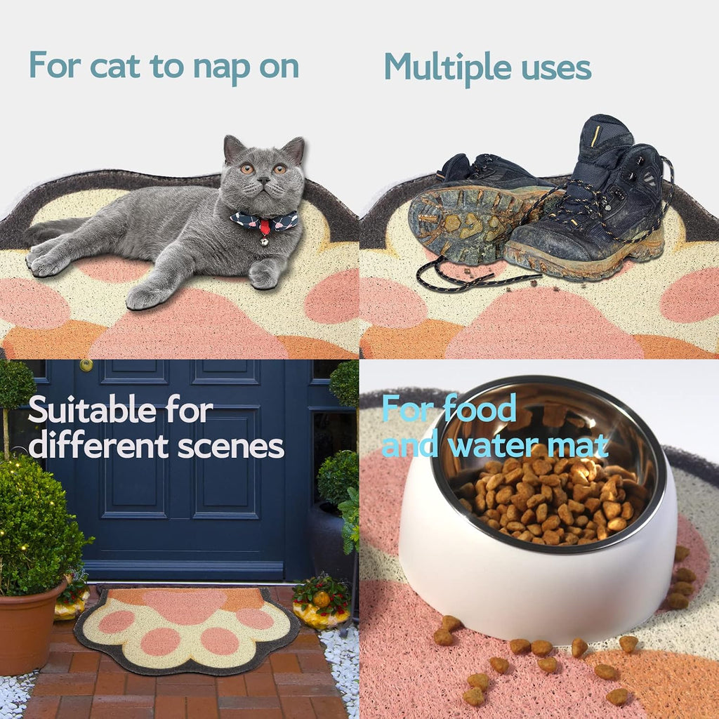 Cute Cat Litter Mat 24”x16”, Litter Box Mat, Litter Trapping Mat, Soft on Kitty Paws, Easy Clean, Anti Slip, Pet Accesso