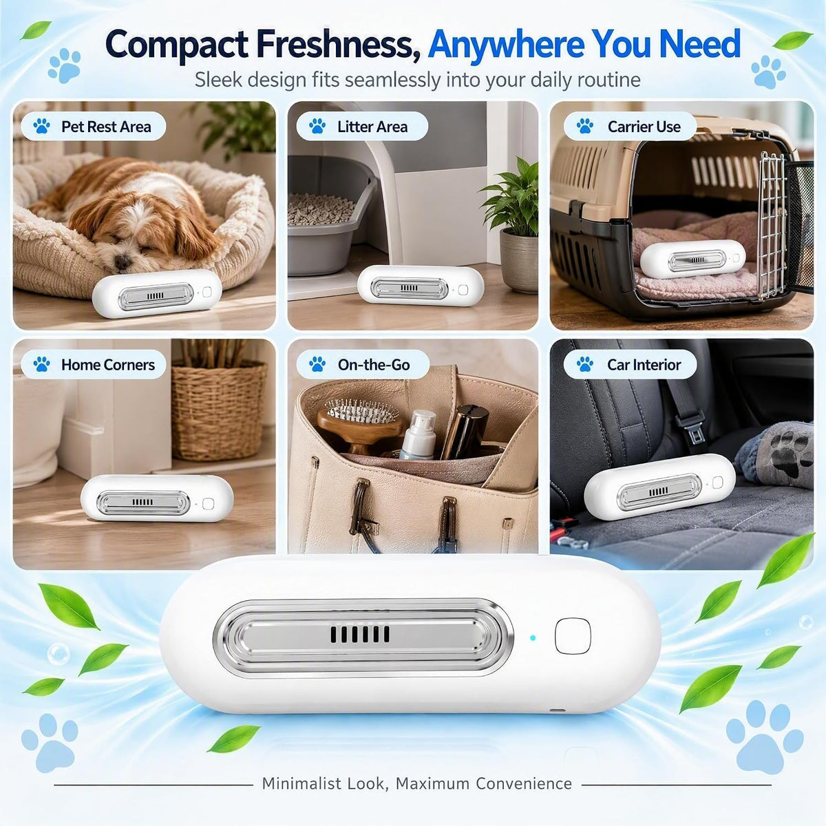 Ozofreshen Pet Odor Eliminator, Rechargeable Portable Deodorizer for Pets for Cats, Dual Modes with Filter-Free Design f