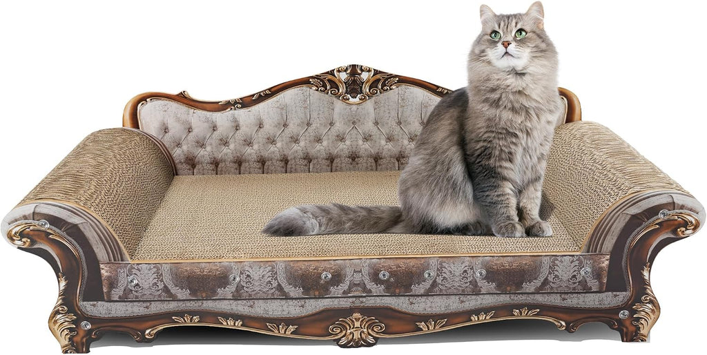 Sofa Shaped Cat Scratching Couch, Christmas Theme Thick Scratching Cardboard, Lounge Bed for Indoor Cat Rest&Play,Cat So
