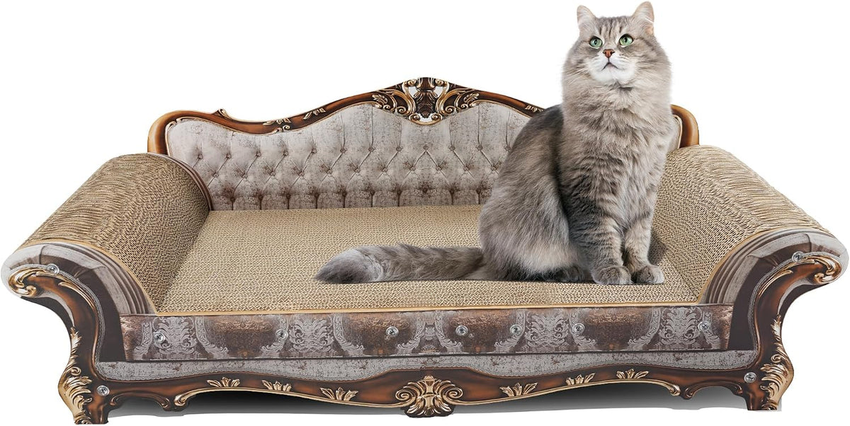 Sofa Shaped Cat Scratching Couch, Christmas Theme Thick Scratching Cardboard, Lounge Bed for Indoor Cat Rest&Play,Cat So