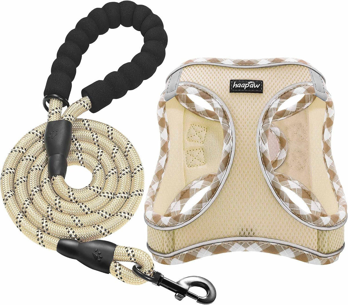 haapaw Dog Harness with Leash Set, No Pull Adjustable Reflective Step-in Puppy Harness with Thickened Padded Vest for Ex