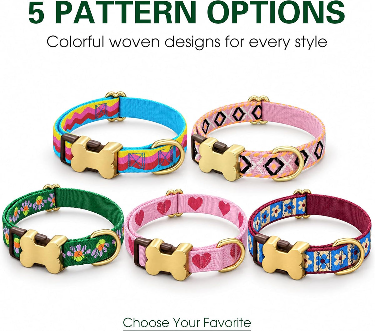 Personalized Jacquard Dog Collar with Engraved Name and Phone
