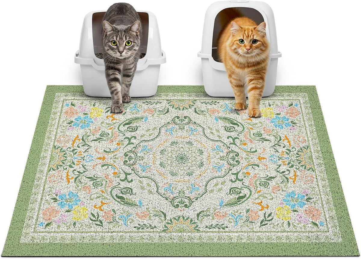 Glittme Cat Litter Mat 33"x22" Non-Slip Washable Trapping Mat for Cats