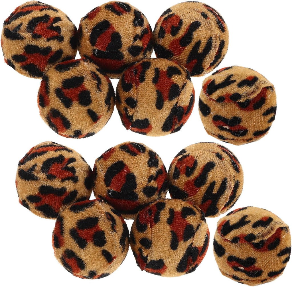 12pcs Leopard Print Cat Play Ball Soft Fabric 1.57 Inch Chew Balls