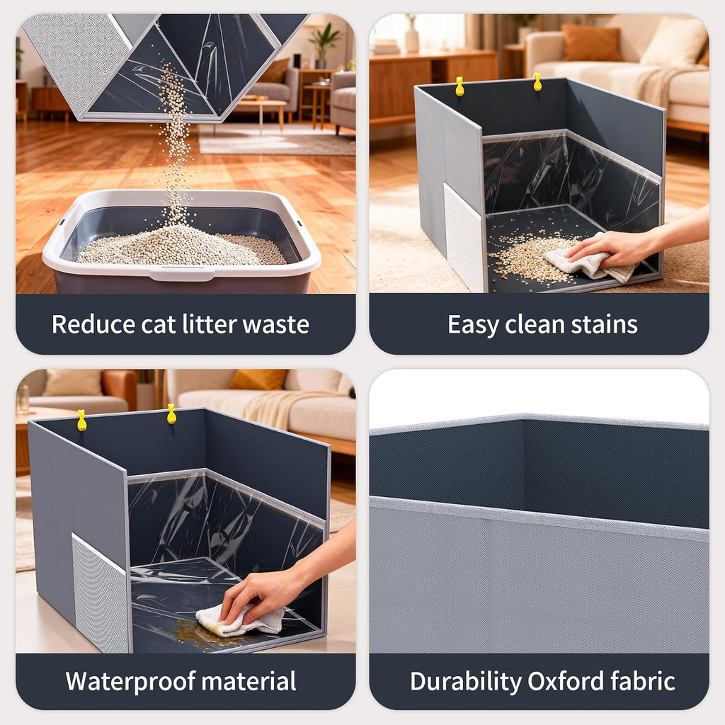 Waterproof Cat Litter Box Enclosure Splash Guard, 27.1"x21.6"x16.5"