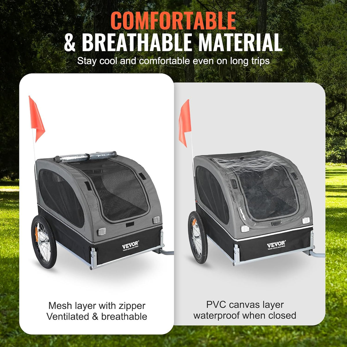 VEVOR Dog Bike Trailer, Supports up to 88 lbs, Pet Cart Bicycle Carrier, Easy Folding Frame with Quick Release Wheels, U
