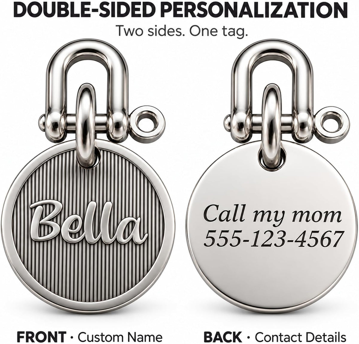 BONBOY Personalized Dog ID Tags, Custom Copper-Nickel Alloy Pet Name Tag