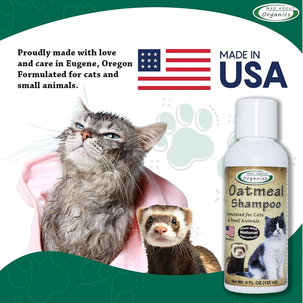 Oatmeal Shampoo for Cats & Small Pets – Gentle, Balanced Formula for Skin & Coat Health – Comforts Dry Skin Care for Sma