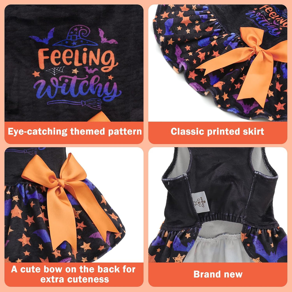 CuteBone Velvet Dog Dresses Halloween for Small Dogs, Stylish & Soft Fabric, Comfortable Fit for Everyday Wear, Perfect 
