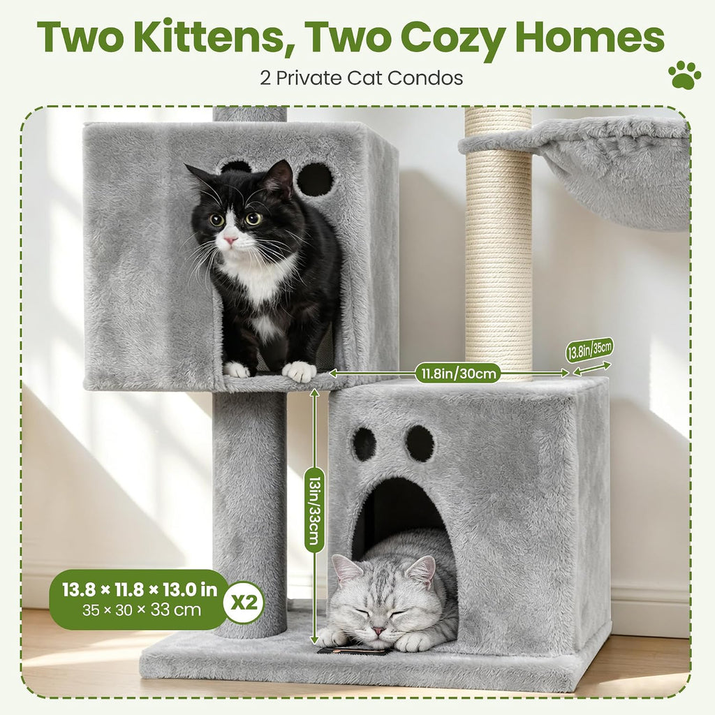 Small Cat Tree Tower for Indoor Cats, 40 in Multi-Level Cat Scratching Post