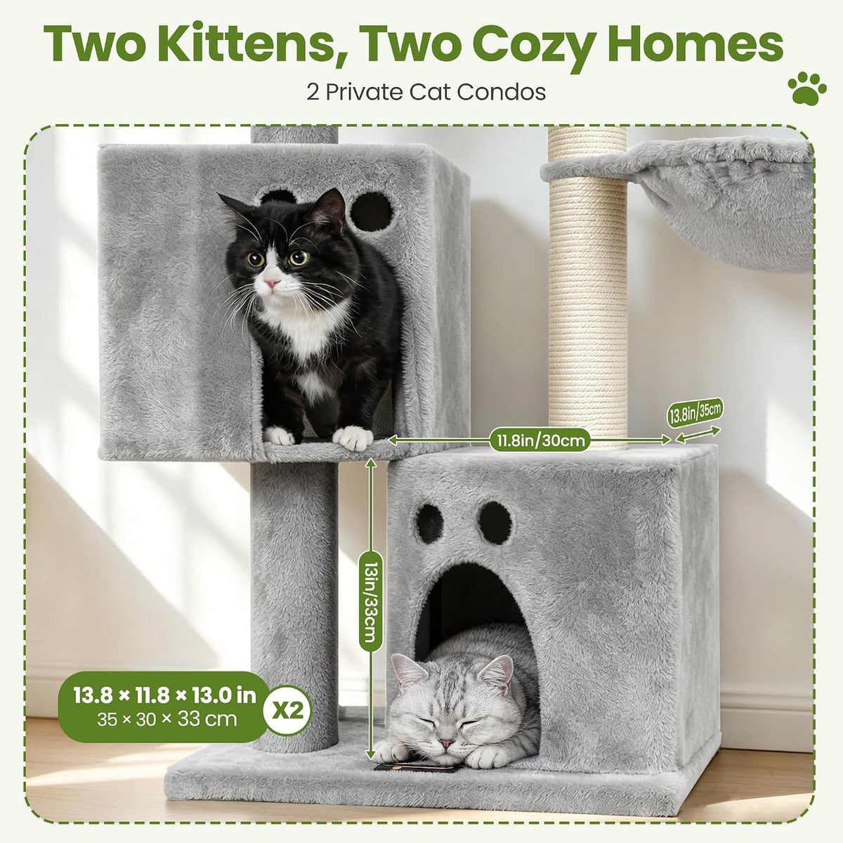 Small Cat Tree Tower for Indoor Cats, 40 in Multi-Level Cat Scratching Post