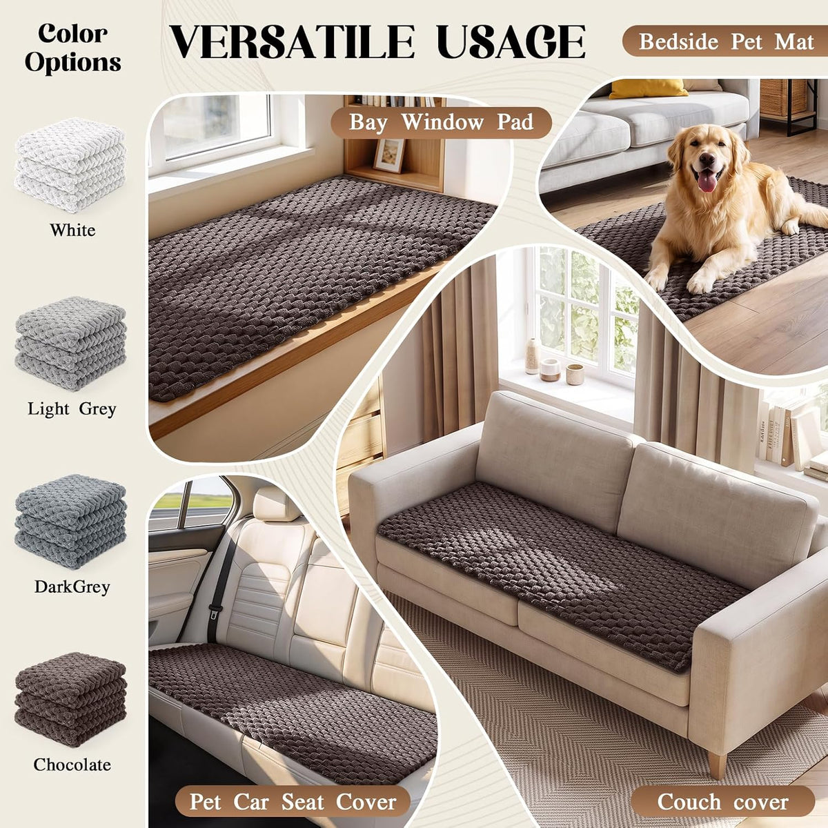 TAOCOCO 100% Waterproof Couch Cover for Dogs, Washable Flannel Sofa Protector, Non Slip Sofa Covers for 3 Cushion Couch 