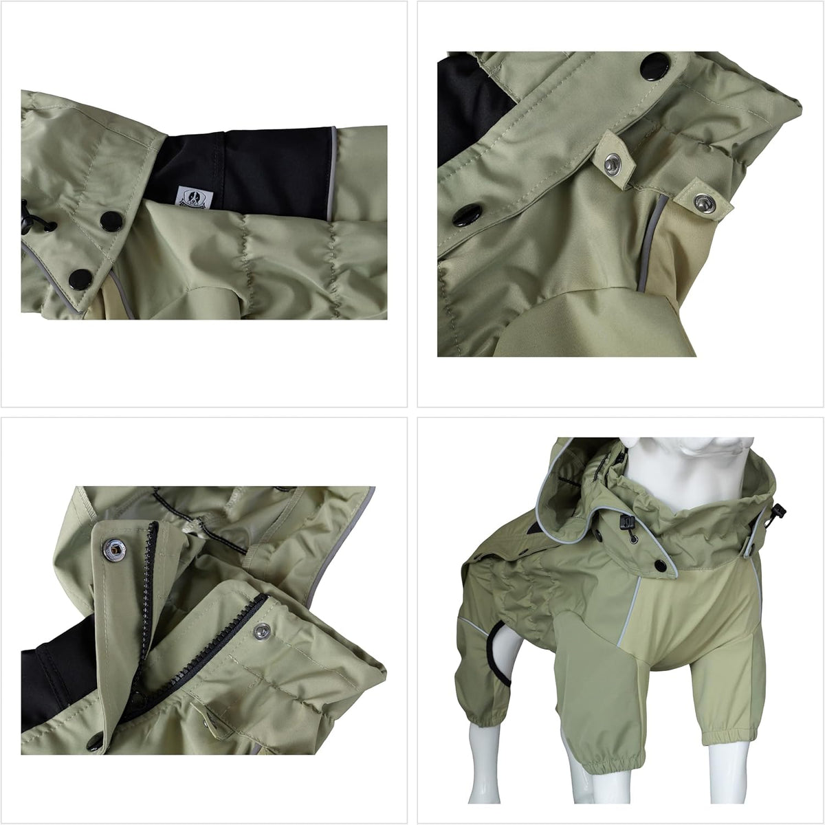 LOVELONGLONG Waterproof Dog Raincoat with Removable Hood – Outdoor Full Body Dog Jacket, Windproof Snowproof Shell Suit 